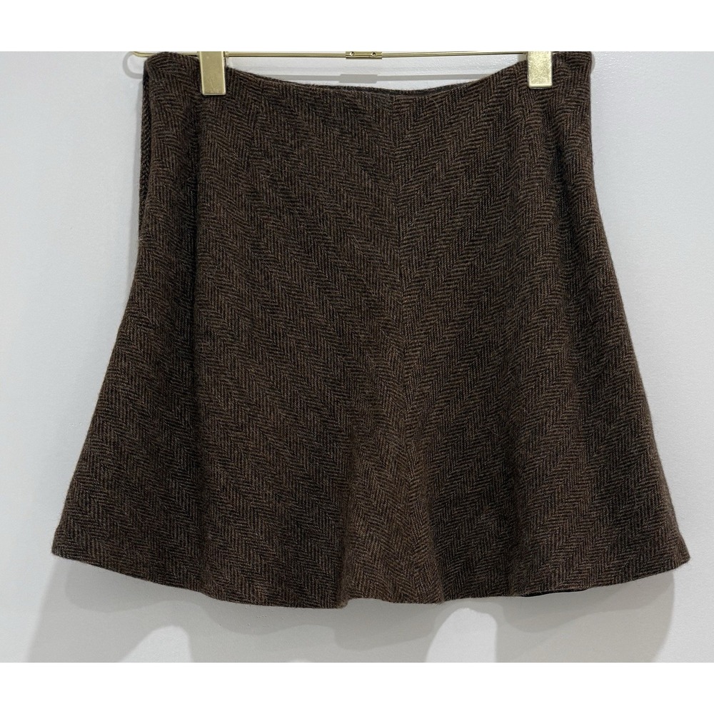 Ralph Lauren Rugby Alpaca Wool Herringbone  Brown Skirt Women's‎ Size 8